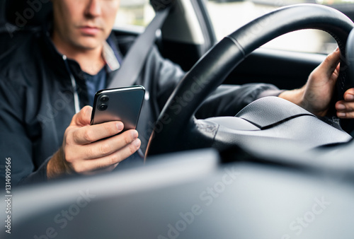 Canvas Print Driving distracted by phone