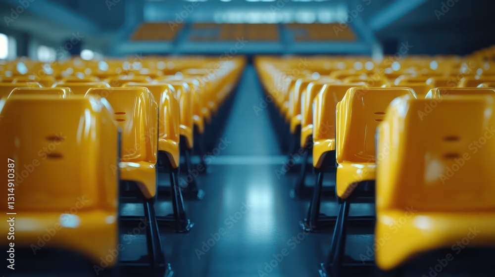 Obraz premium Empty stadium seats, perspective view