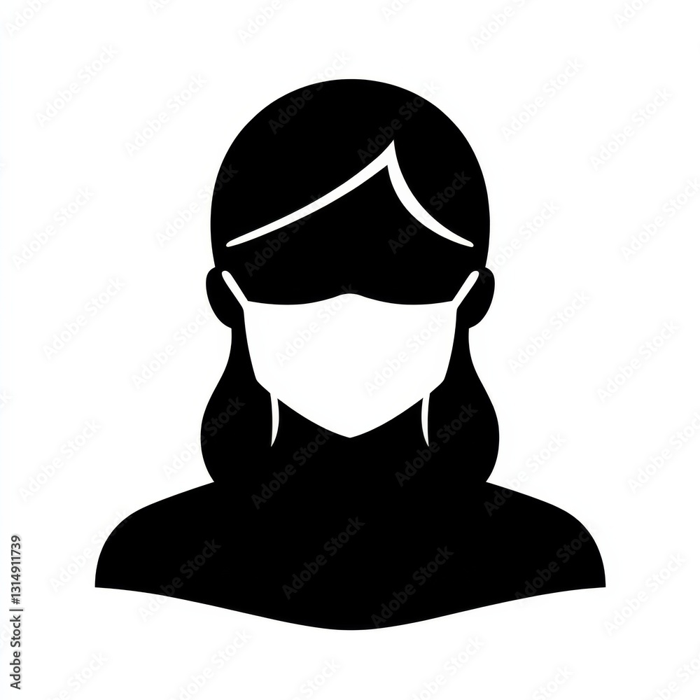 Icon of a Woman Wearing a Face Mask