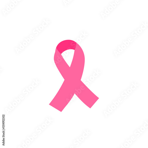 Breast cancer awareness pink banner background with curly pink ribbon symbol, vector design