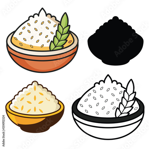 set of rice illustration
