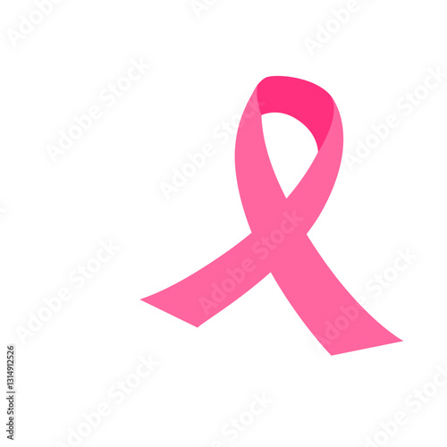 Breast cancer awareness pink banner background with curly pink ribbon symbol, vector design