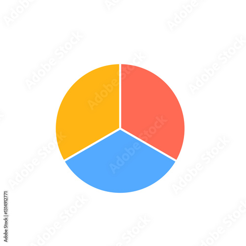 A pie chart with three sections in orange, blue, and yellow showing a visual data distribution. Free Download A pie chart with three sections in orange, blue, and yellow showing a visual data distribution. - GFXLoad