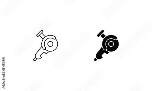 Angle Grinder icons set line and glyph vector stock illustration