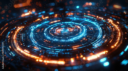 Wallpaper Mural Dynamic digital patterns virtual space abstract art high-tech environment close-up view futuristic design Torontodigital.ca