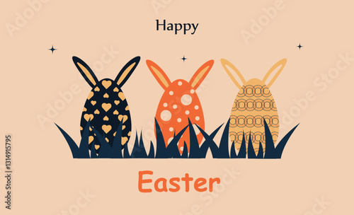 Easter Doodle Banner Design with eggs
