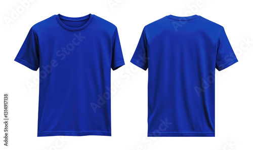 royal blue blank t shirt template on transparent background