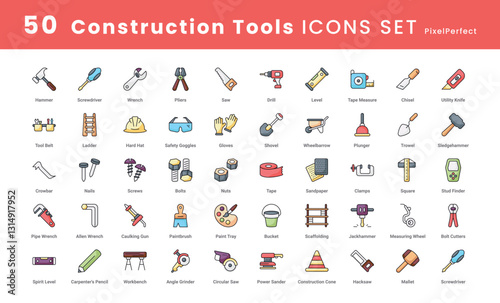 get a construction tools vector icons set use for ui ux, web, presentation, etc