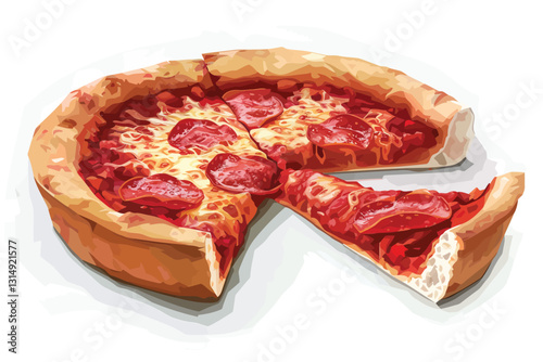 Chicago Deep-Dish pizza isolated