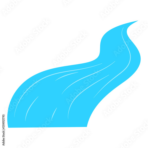 Meandrous river beds in perspective, wobbling river, bending stream or creek, various rivers vector illustration isolated on white