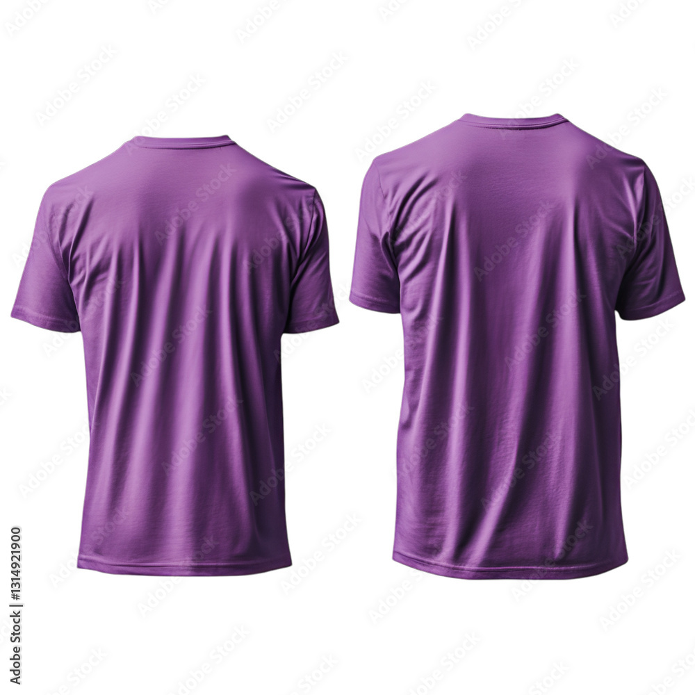 Purple T-Shirt Mockup Front and Back View Simple Design Perfect for Branding Purple T-Shirt Mockup Front and Back View Simple Design Perfect for Branding