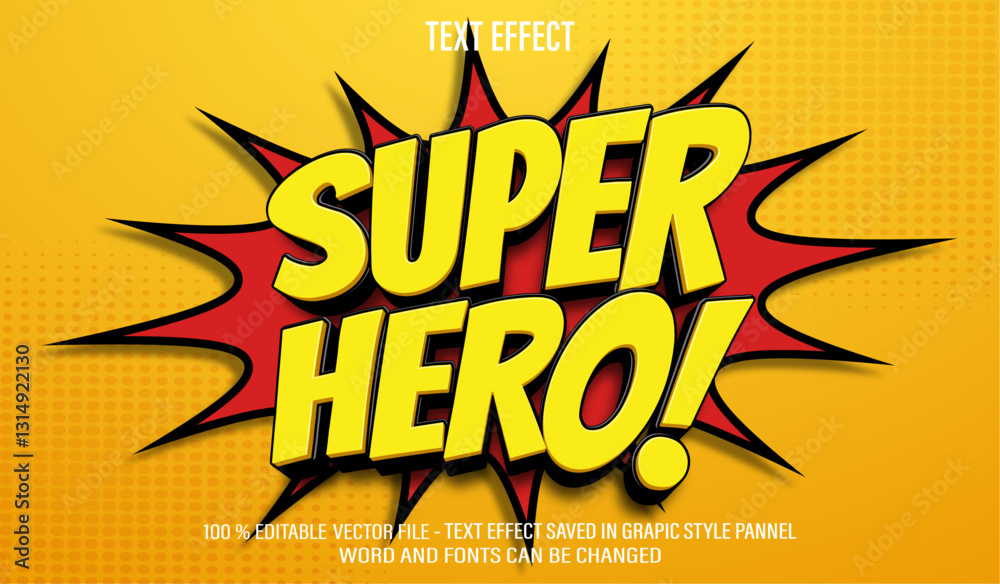 Super Hero 3d editable text effect style