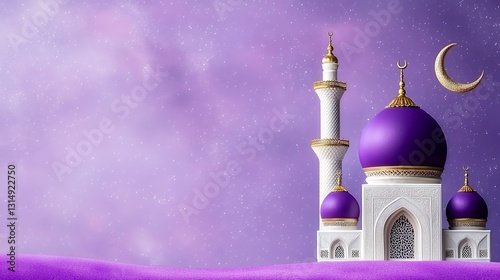 Purple Mosque Model Under a Starry Night Sky