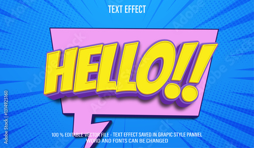 Hello Comic 3d editable text effect style