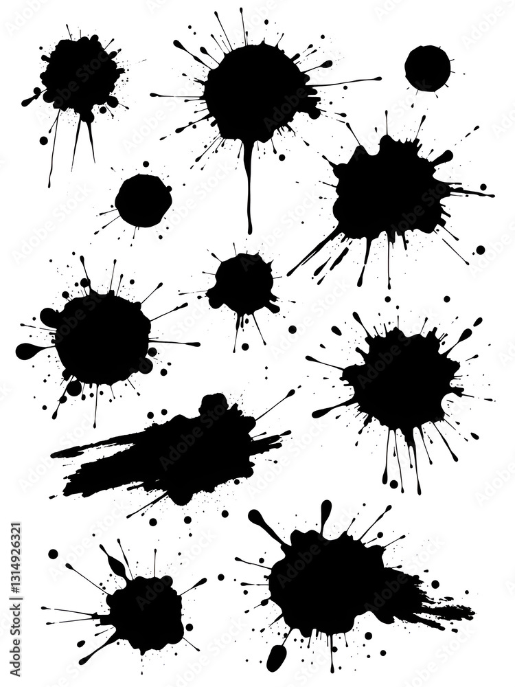 Fototapeta premium Set of black splashes.Vector paint splatters.