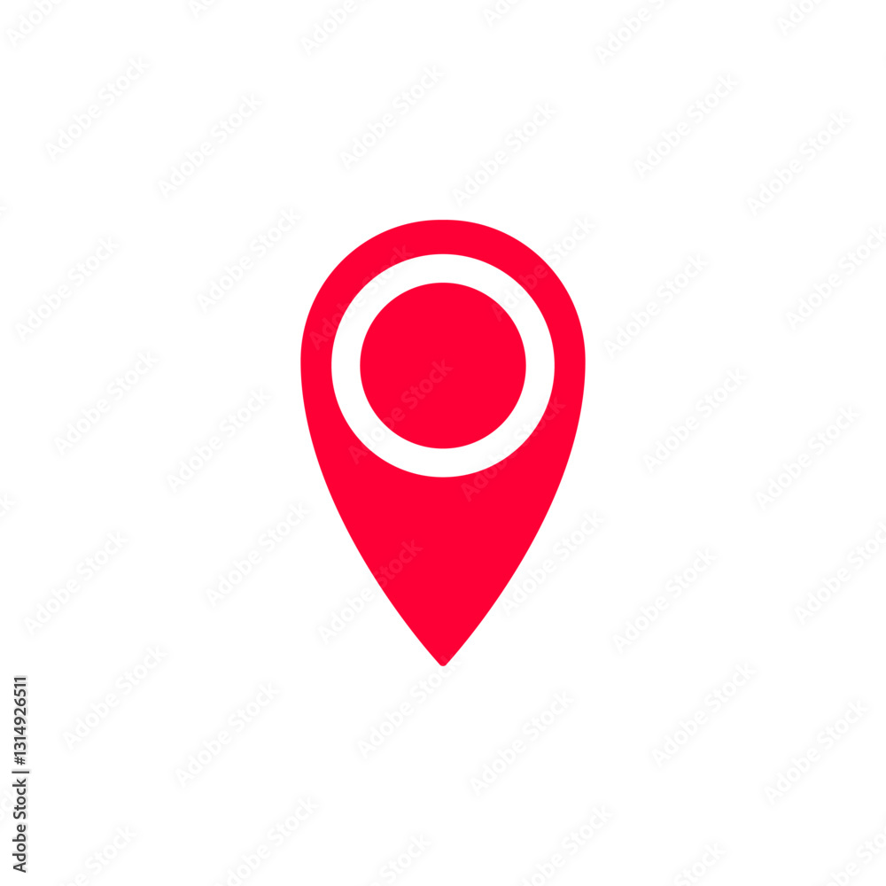 Minimalistic red map pin icon symbolizing location or navigation Minimalistic red map pin icon symbolizing location or navigation