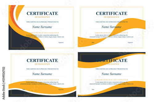 Four Orange/Black Excellence Certificates