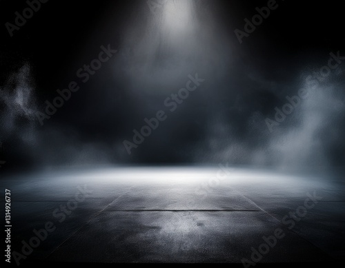 platform abstract stage texture fog spotlight dark black floor podium dramatic empty night room table concrete wall scene place display studio smoky dust