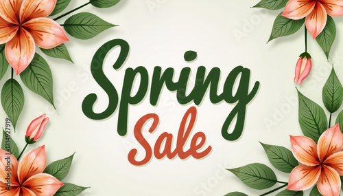 Spring Sale with Peach Flowers