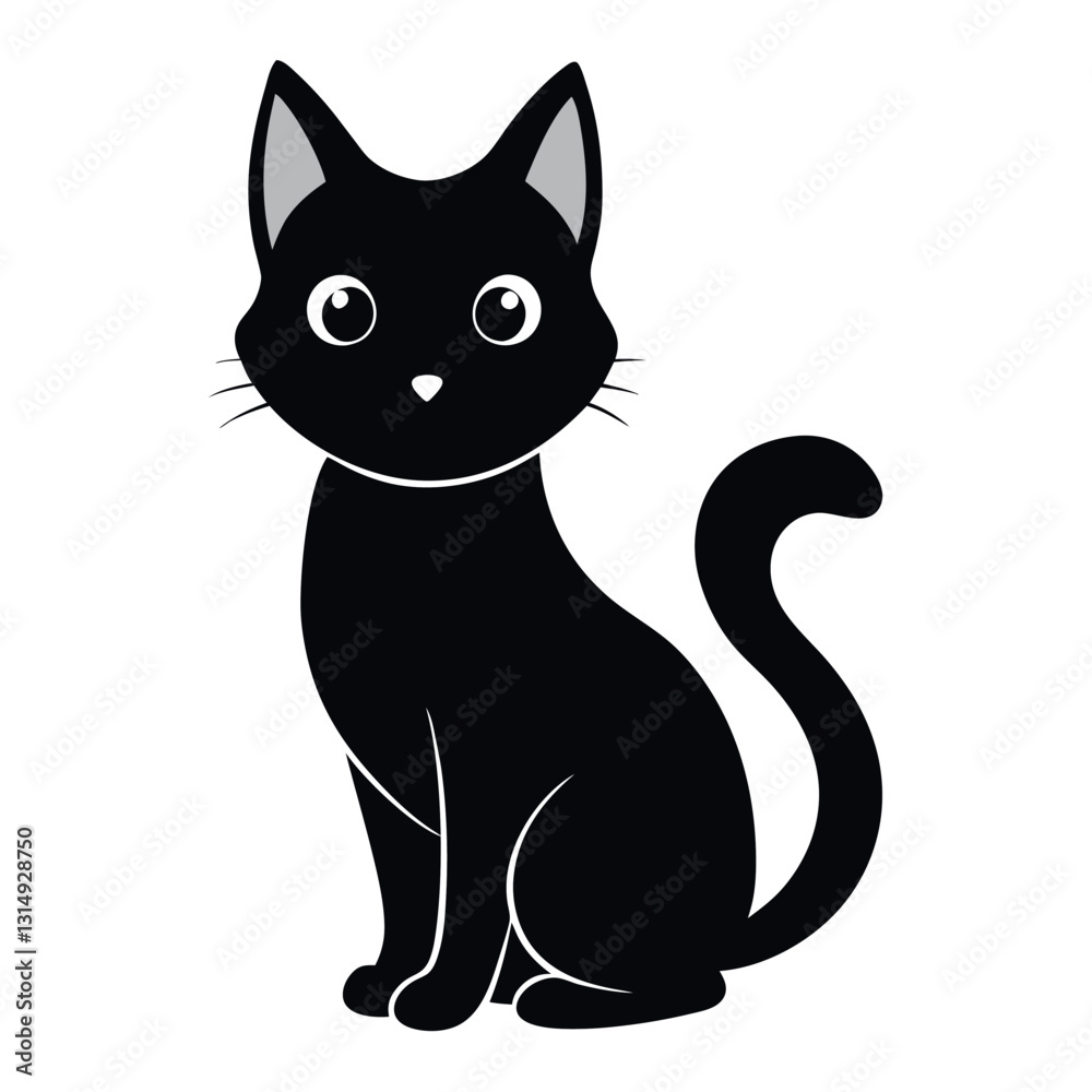A cute cat silhouette vector style. A cute cat silhouette vector style.