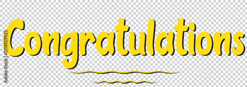 Congratulations! greeting sign . Handwritten brush lettering with academic cap. Vector design for congratulation ceremony, invitation card, banner