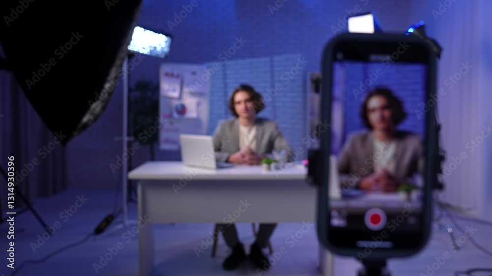 Engaging Conversation With a Digital Marketing Expert in a Cozy Studio Setting