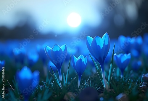 Energetic Field with crocuses during ambient light
