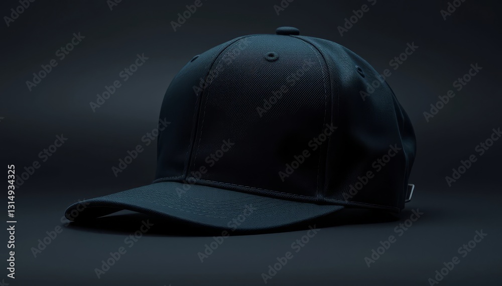 Obraz premium A Dark-Colored Baseball Cap, a Fashionable Accessory, Displayed Against a Simple Black Background