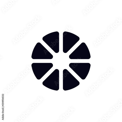 A simple design featuring six black segments forming a circle. clean and symmetrical emblem.