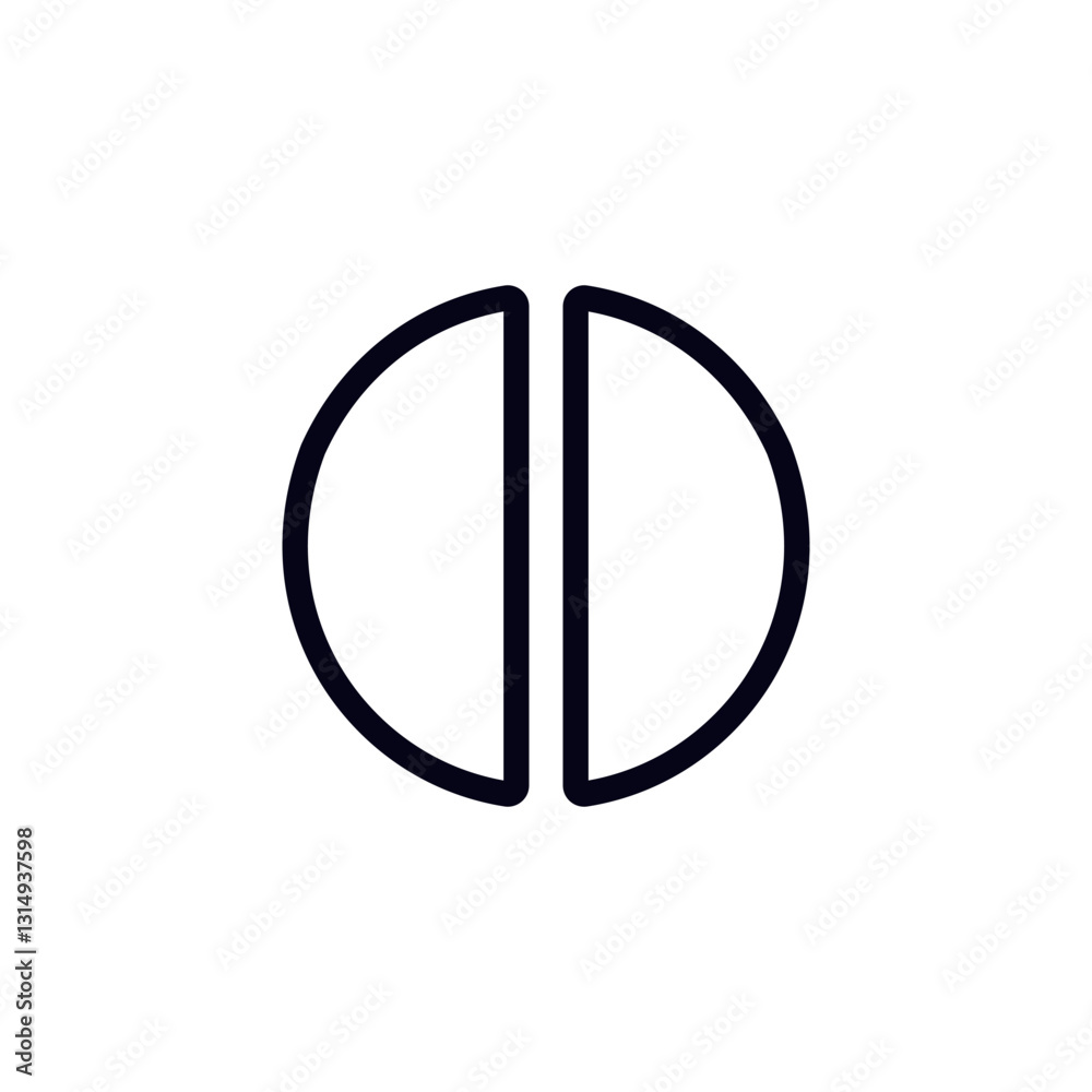 Bold black and white design featuring two symmetrical half circles. simple and striking contrast. Bold black and white design featuring two symmetrical half circles. simple and striking contrast.