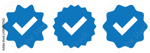 Checkmark icon. Verified checkmark icon set. Vector illustration