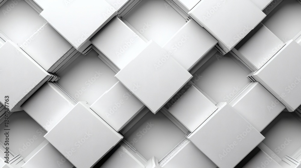 Fototapeta premium Abstract White Interlocking Square Pattern