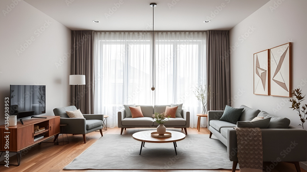 Capturing the unique blend of functionality and style in a living room adorned with dimout curtains and minimalist scandinavian furniture. Capturing the unique blend of functionality and style in a living room adorned with dimout curtains and minimalist scandinavian furniture.