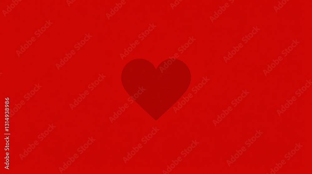 Modern Black Heart Silhouette on Vibrant Red Background - Symbol of Passion and Love Modern Black Heart Silhouette on Vibrant Red Background - Symbol of Passion and Love