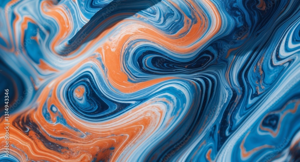 Abstract swirling blue orange marble texture background. Abstract swirling blue orange marble texture background.