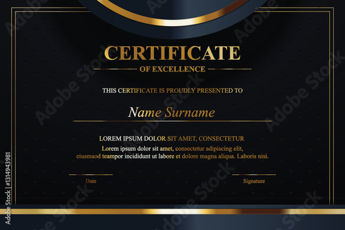 Gold-accented black certificate template design