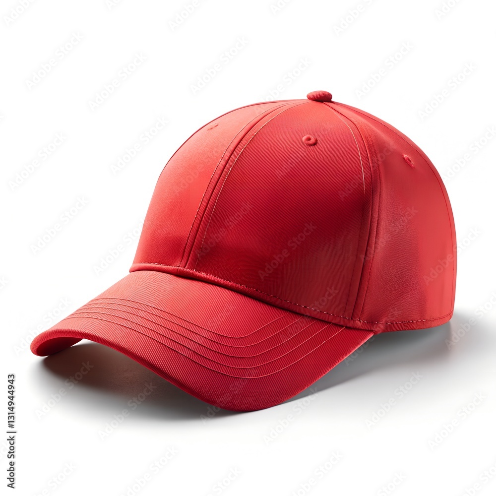 Red baseball cap mockup, Cutout. Background white Red baseball cap mockup, Cutout. Background white