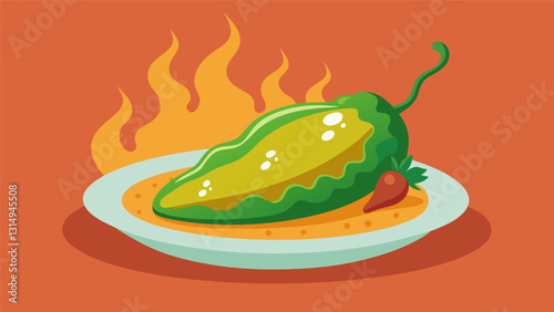 The y savory smell of the chile relleno fills the room making mouths water in anticipation of each delicious bite.. Vector illustration