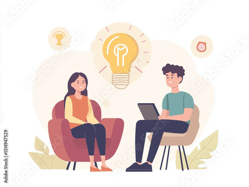 business man and woman with laptop