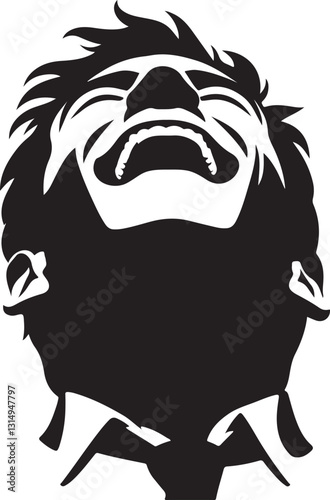 Head tilted back laughing vector illustration