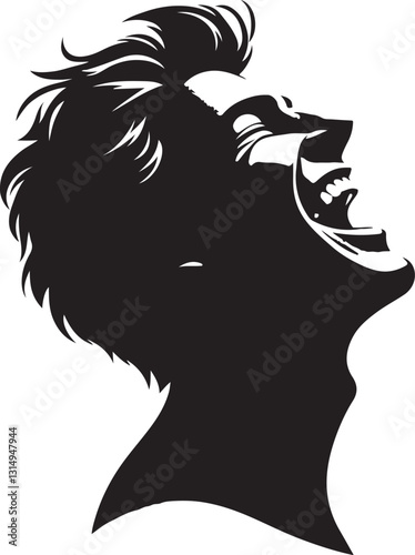 Head tilted back laughing vector illustration