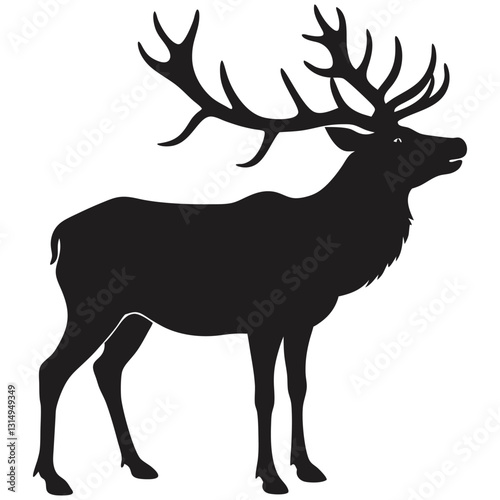 a vector silhouette of a large bull elk bugling