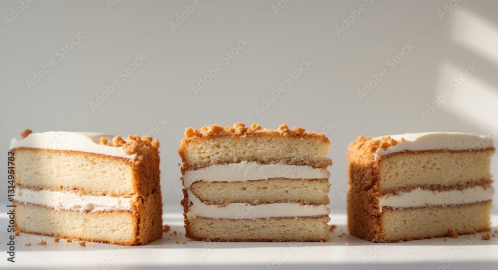 Delicious Crumb Cake Slices with Cream Filling. Delicious Crumb Cake Slices with Cream Filling.