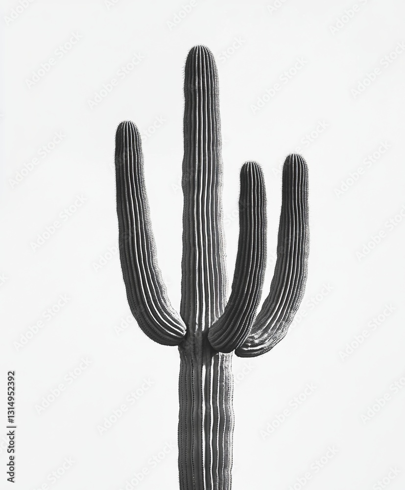 Majestic Saguaro Cactus in Monochrome - A Striking Desert Plant Photography Majestic Saguaro Cactus in Monochrome - A Striking Desert Plant Photography