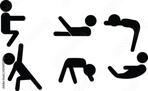 Yoga silhouettes, Different yoga poses 