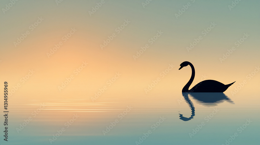 Naklejka premium natural light P Silhouette of a swans trail i