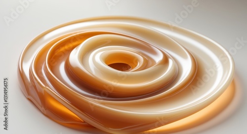 Abstract Caramel Candy Swirl Design with Smooth Surface and Sweet Color Palette on Clear Background photo