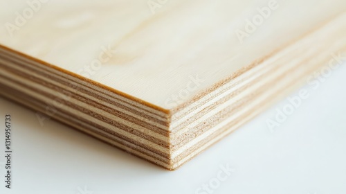 Close-Up of Plywood Corner Showing Layered Construction for Material Study and Analysis of Wood Grain Patterns in Architectural Applications