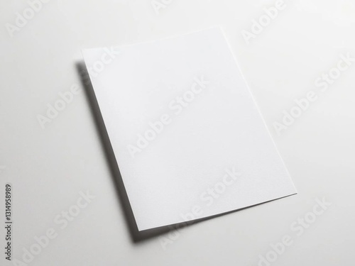Blank white paper mockup on white background