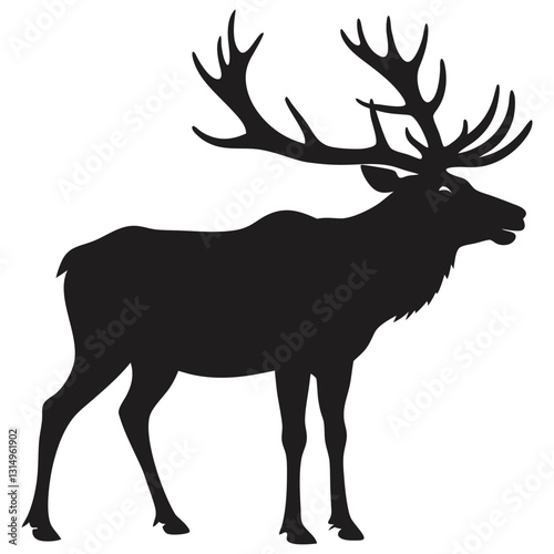 a vector silhouette of a large bull elk bugling